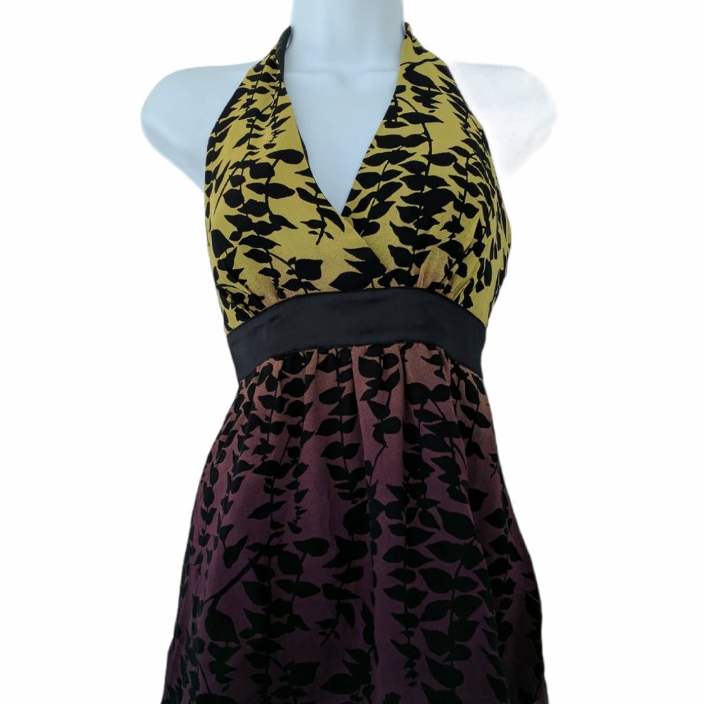 Express Purple and Yellow Silk Chiffon Halter top